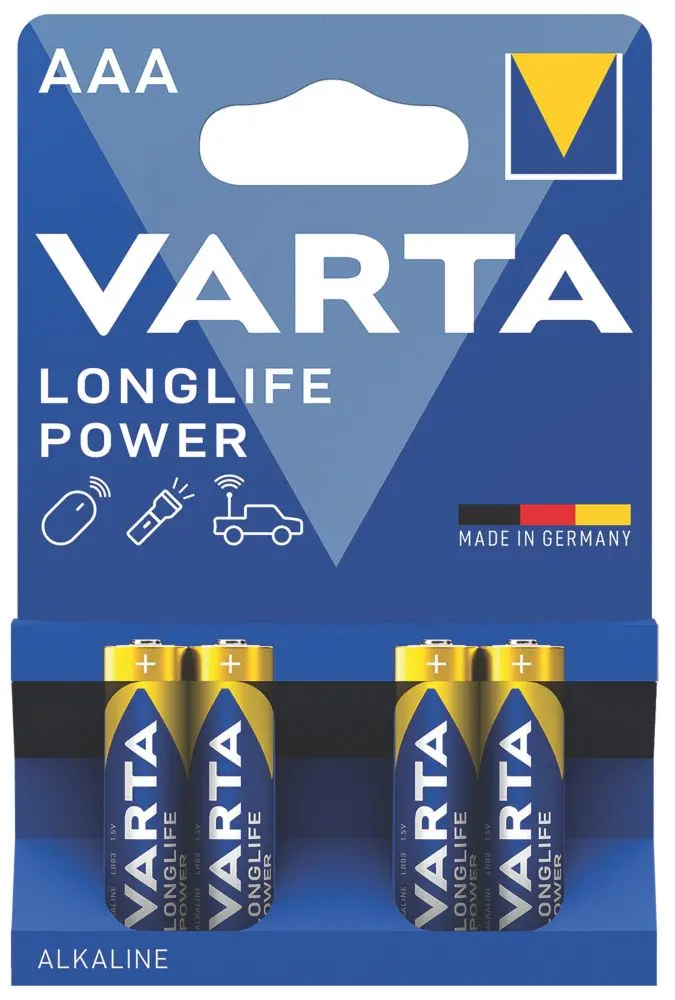 Varta Longlife Power Aaa Alkaline Batteries – 4-Pack Value Bundle 1