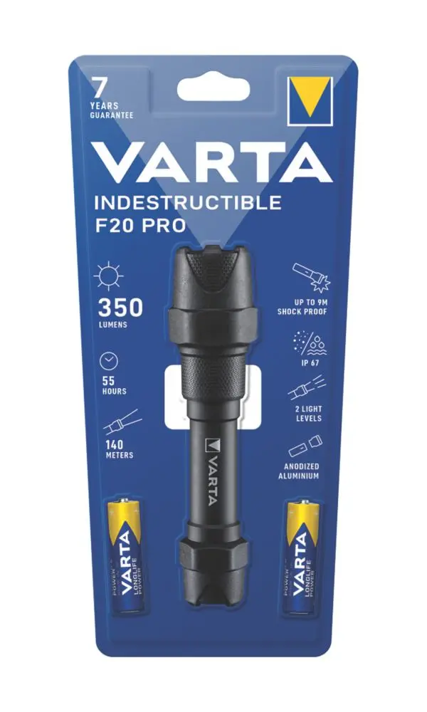 Varta Pro Bright Led Torch – 350 Lumens, Compact Black Design 1
