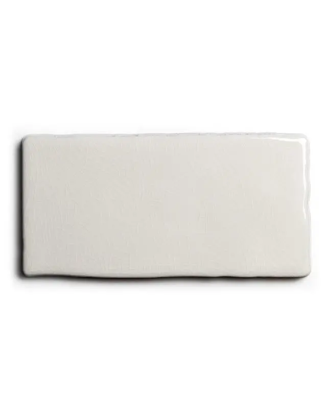Victoria Tile Color Sample – Crackle-Finish Antique White Half-Tile 1
