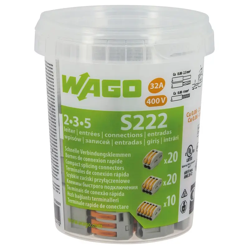 Wago 32A 2/3/5-Way Lever-Actuated Connector – 50-Unit Pack 1