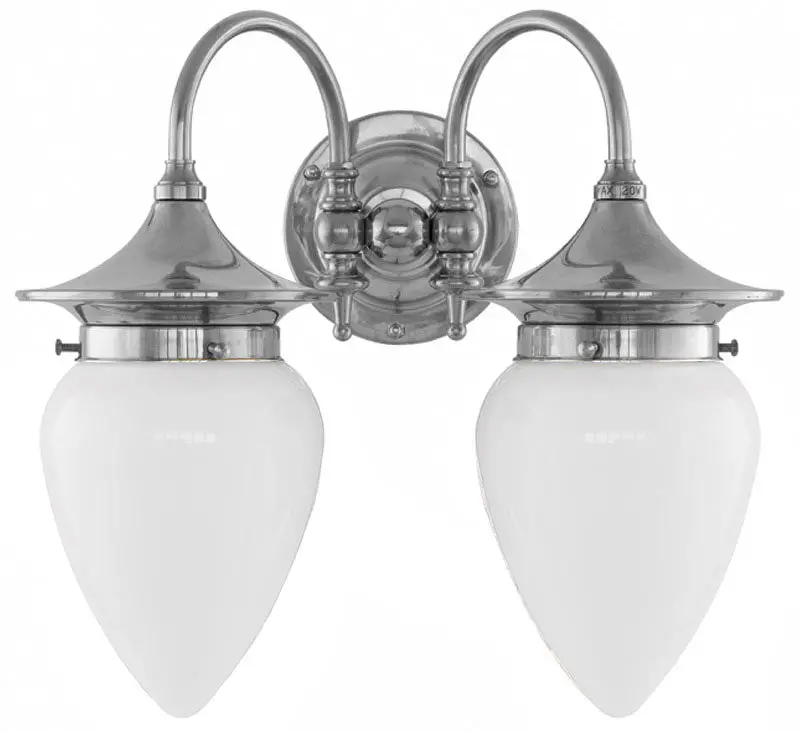 Wall-Mounted Bathroom Light – Tigerstedt In Brushed Nickel With Opal White Glass 1