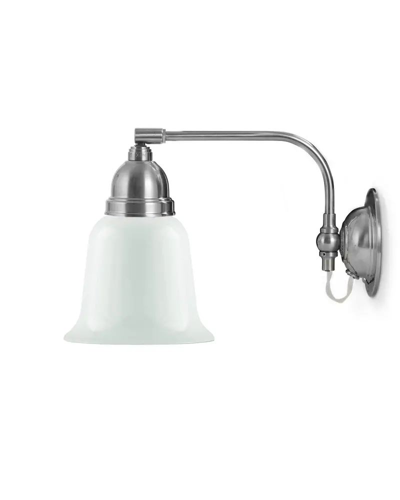 Wall-Mounted Light – Gripenberg In Nickel Finish With Opal White Bell Shade 1