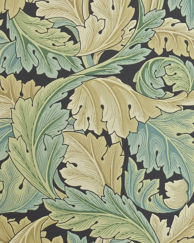 William Morris Acanthus Wallpaper In Privet Green 1