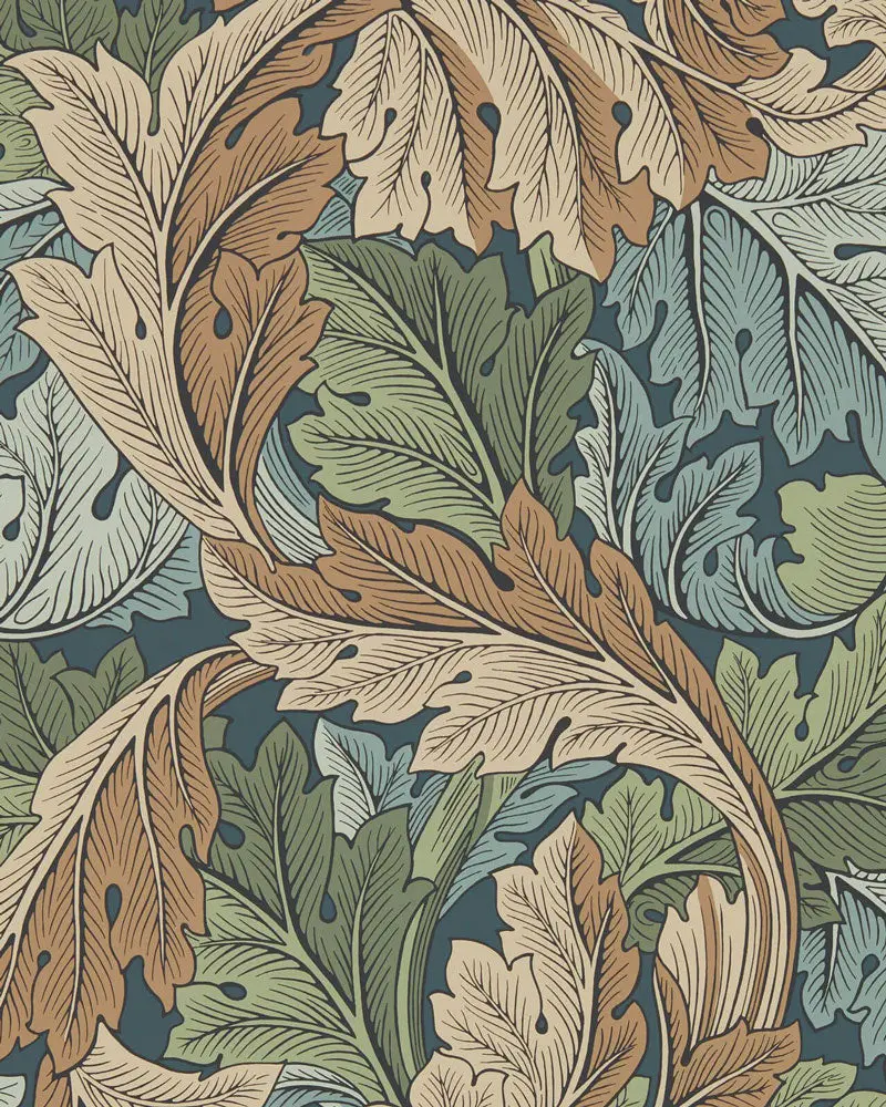 William Morris Acanthus Wallpaper In Slate Blue And Thyme 1