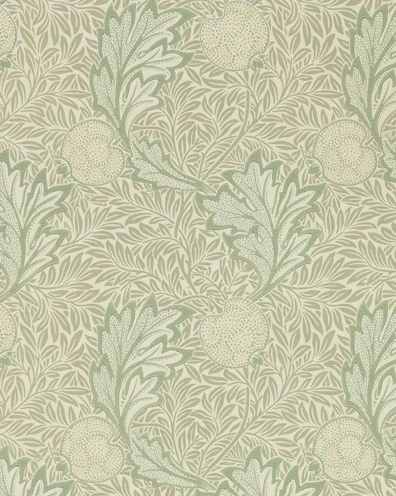 William Morris Apple Wallpaper In Bay Leaf Green 1