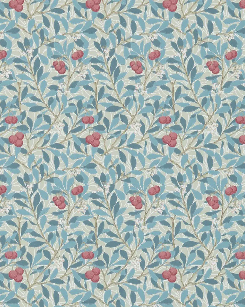 William Morris Arbutus Wallpaper In Woad And Russet 1