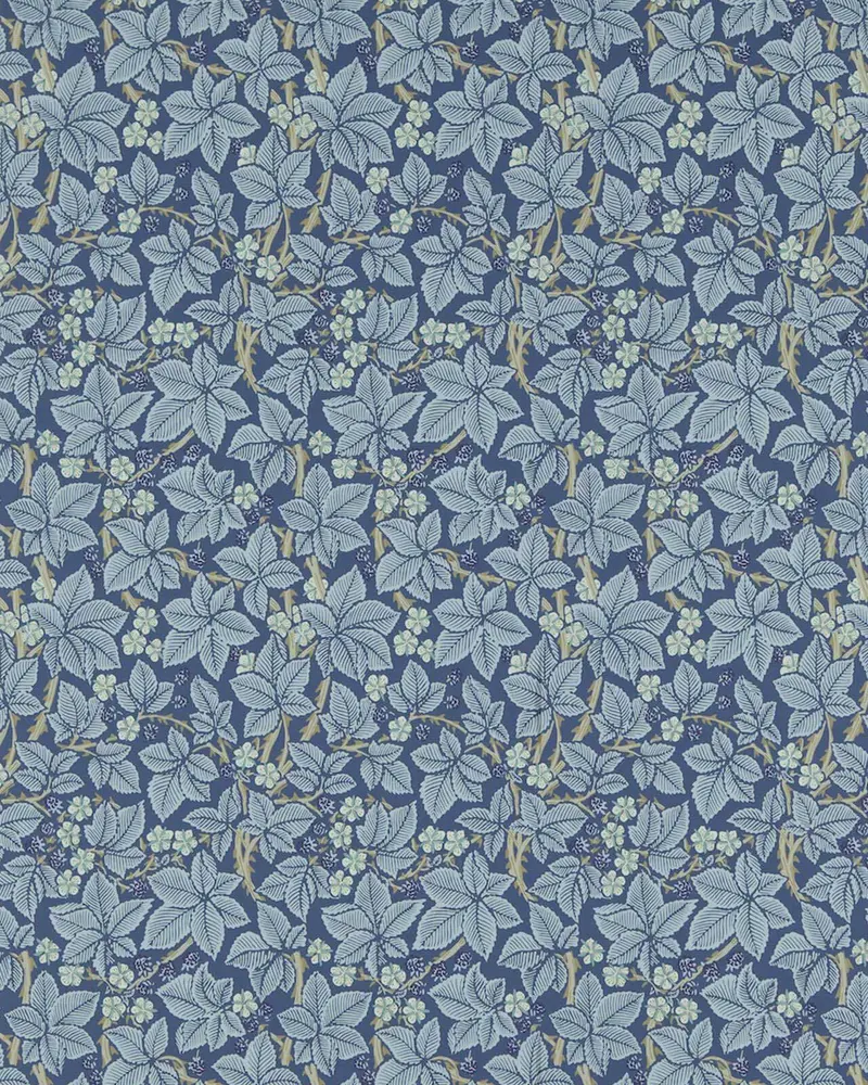 William Morris Bramble Wallpaper In Indigo 1