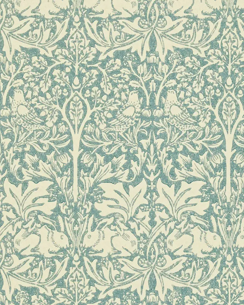 William Morris Brer Rabbit Wallpaper In Slate And Vellum 1