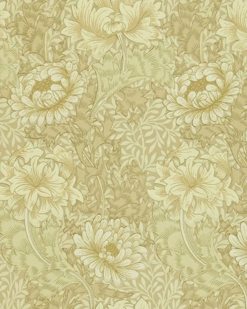 William Morris Chrysanthemum Wallpaper In Ivory And Canvas 1