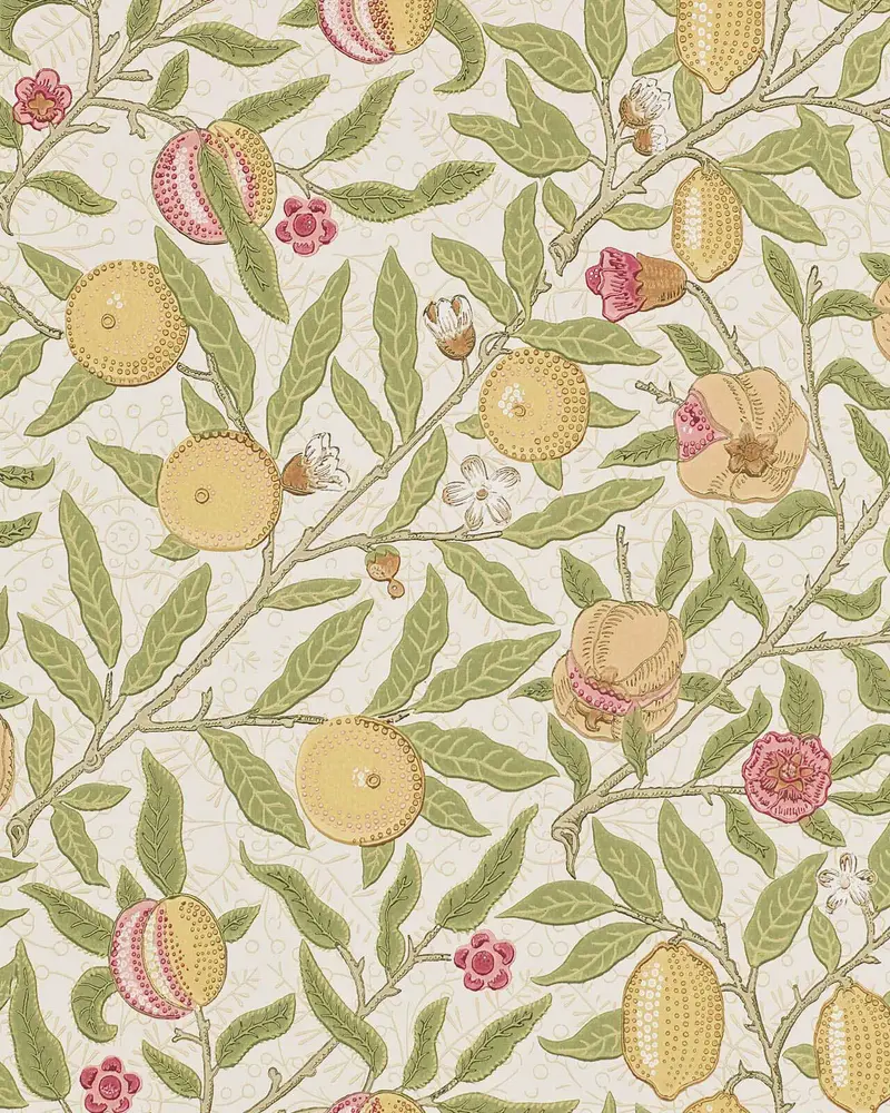 William Morris Fruit Wallpaper In Limestone And Artichoke 1