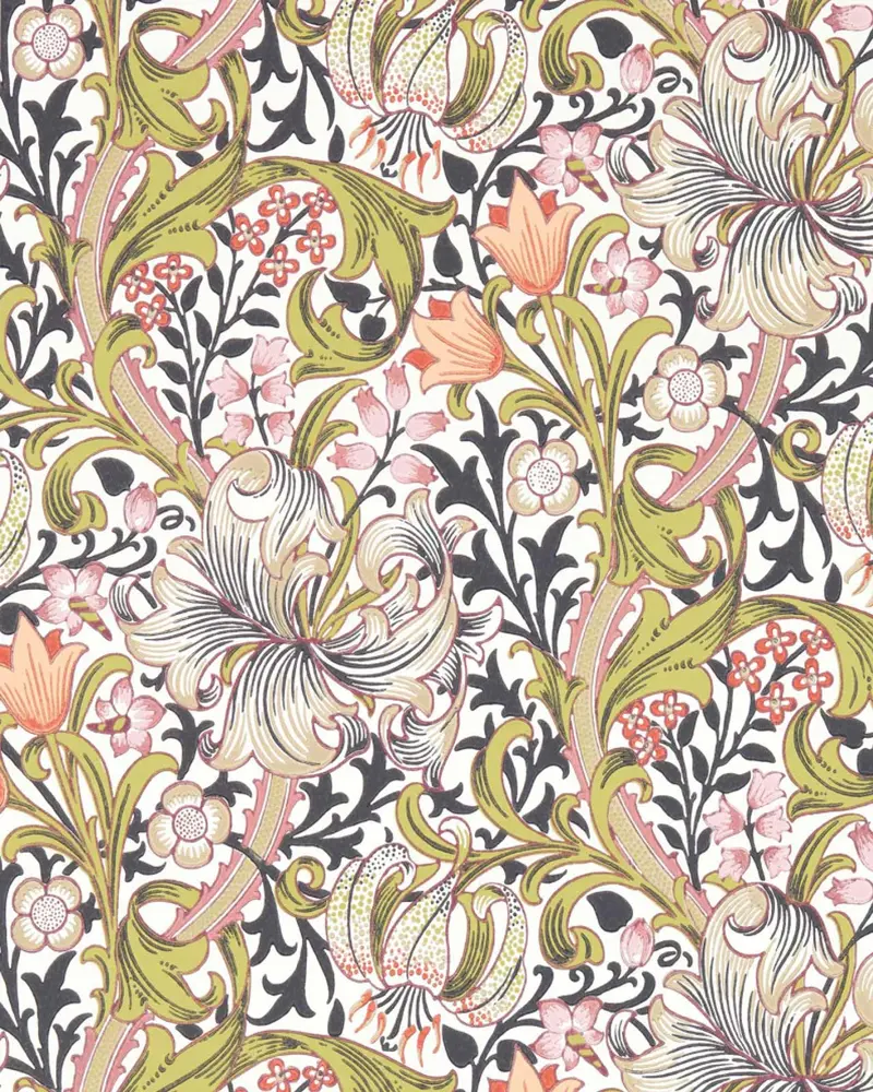 William Morris Golden Lily Wallpaper – Espresso Tone 1
