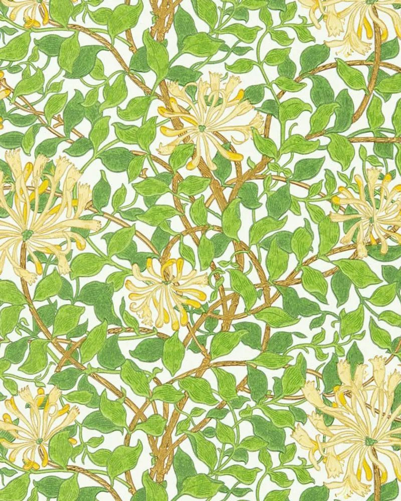 William Morris Honeysuckle Wallpaper In Cream And Chocolate 1