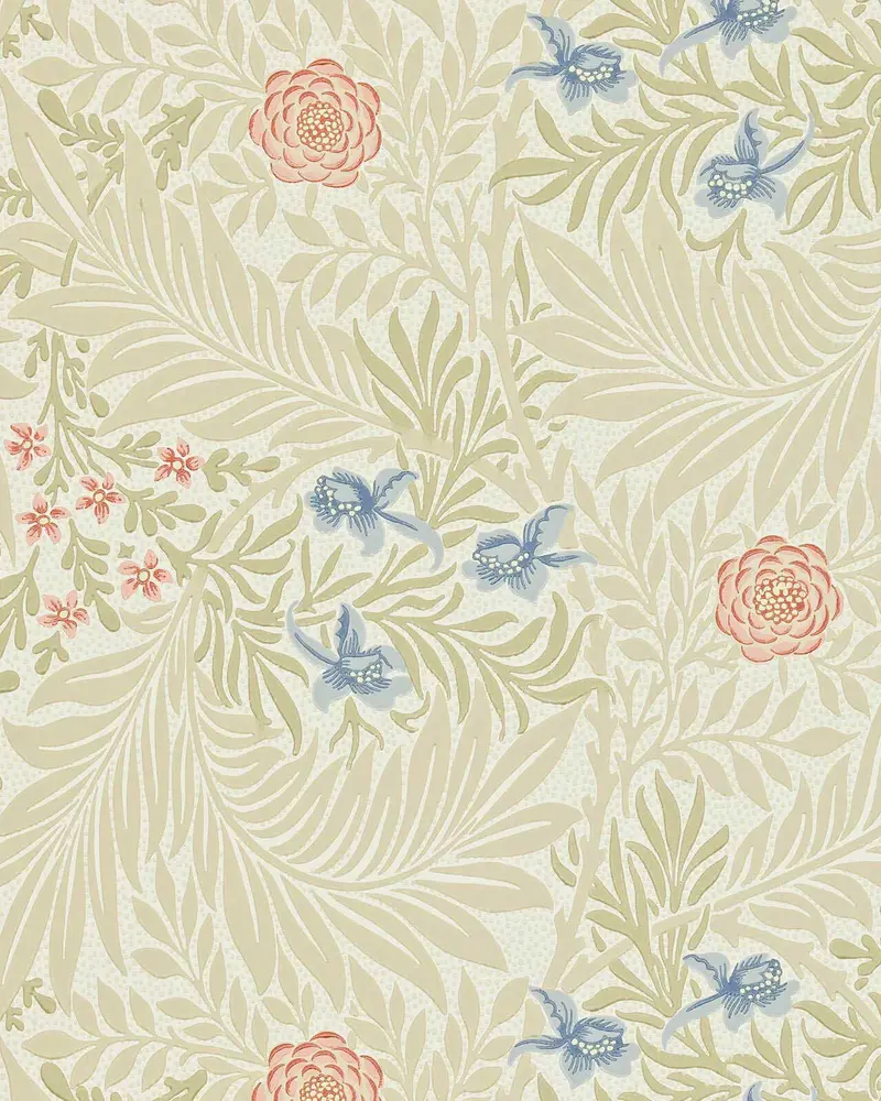 William Morris Larkspur Wallpaper In Manilla And Old Rose 1