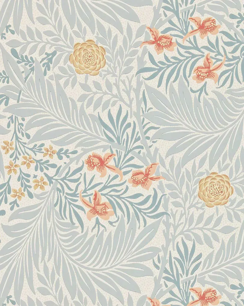 William Morris Larkspur Wallpaper In Slate And Russet 1
