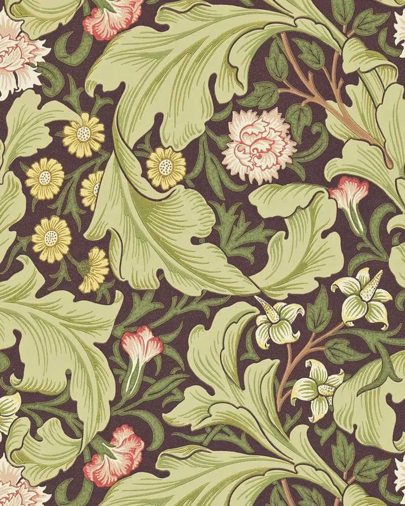 William Morris Leicester Wallpaper In Chocolate And Olive 1