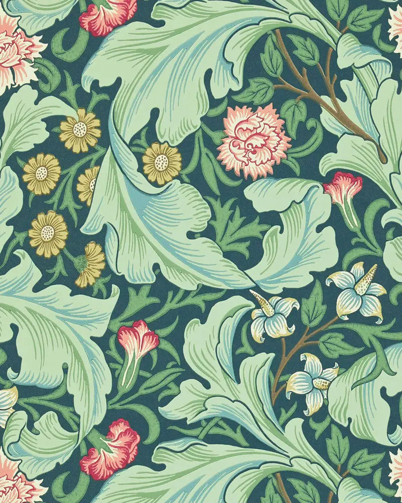 William Morris Leicester Wallpaper In Woad And Sage 1