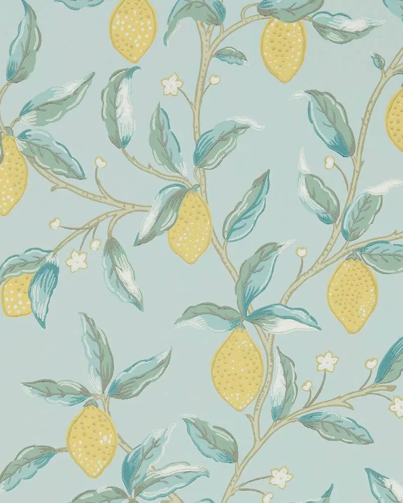 William Morris Lemontree Wallpaper In Wedgwood Blue 1