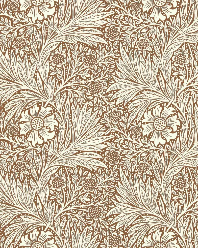 William Morris Marigold Wallpaper – Chocolate And Cream Combination 1