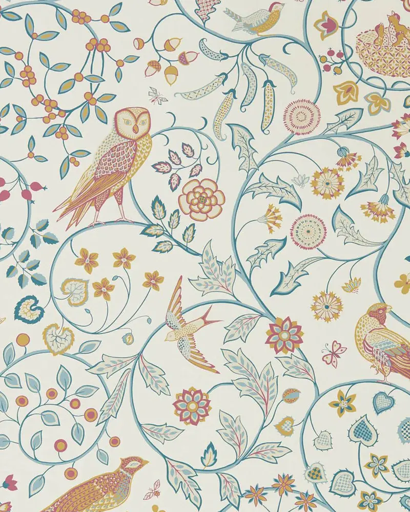 William Morris Newill Wallpaper In Indigo Saffron 1