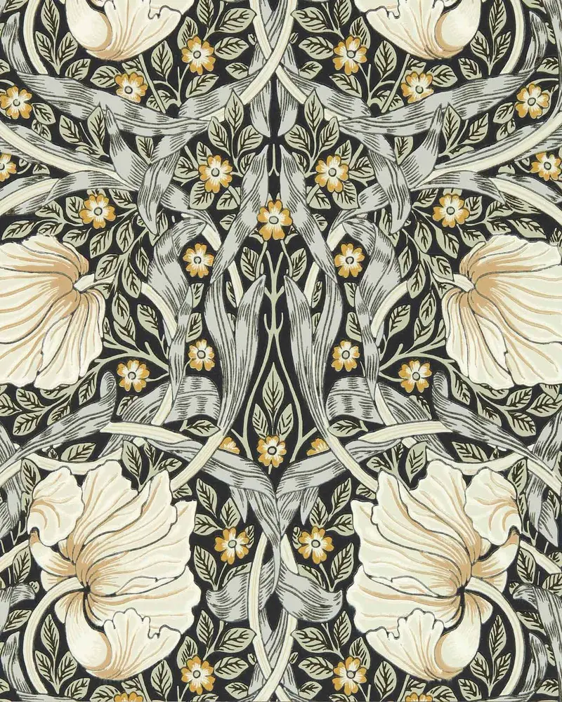 William Morris Pimpernel Wallpaper In Ink And Sage 1