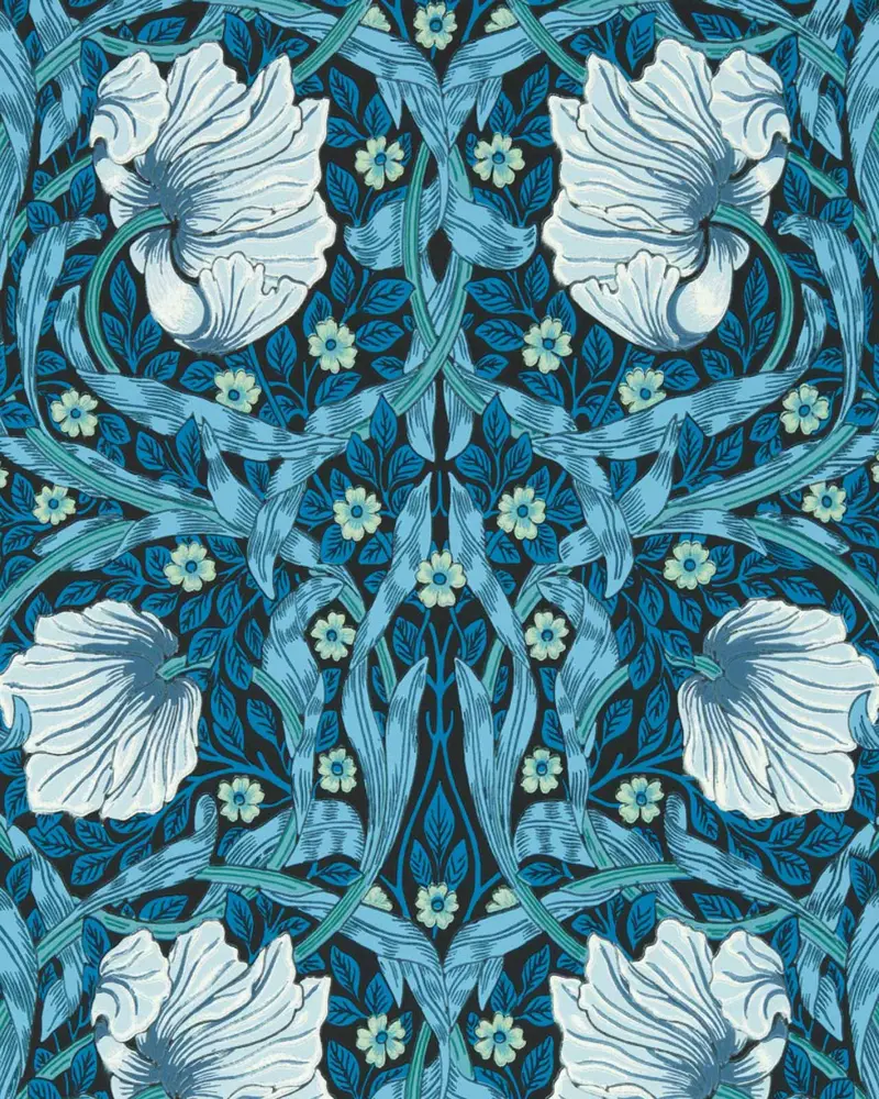 William Morris Pimpernel Wallpaper In Midnight And Opal 1