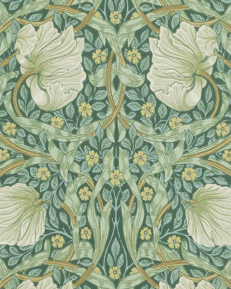 William Morris Pimpernel Wallpaper In Privet And Slate 1