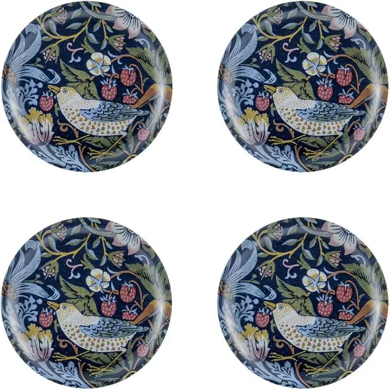 William Morris Strawberry Thief Glass Coaster Set (4-Pack) 1