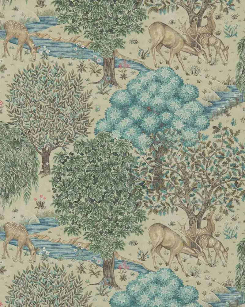 William Morris The Brook Wallpaper In Linen Green 1