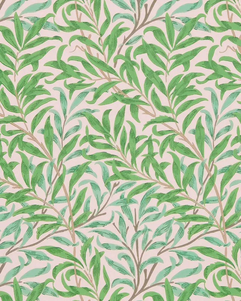 William Morris Willow Boughs Wallpaper In Pink And Leaf Green 1