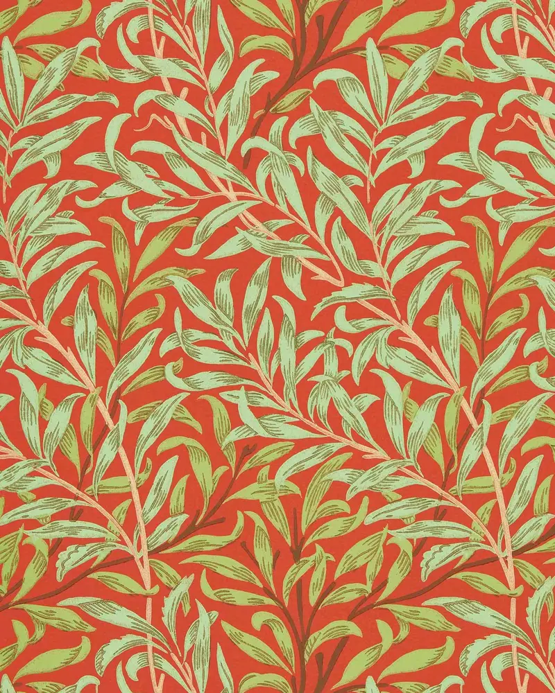 William Morris Willow Boughs Wallpaper In Tomato And Olive 1
