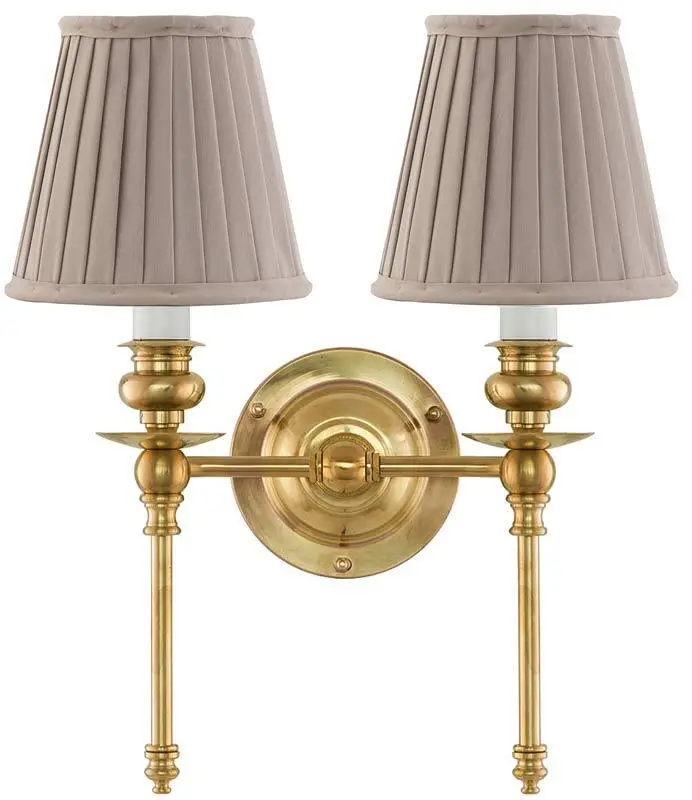 Wivallius Wall Lamp In Brass With Beige Fabric Shade 1