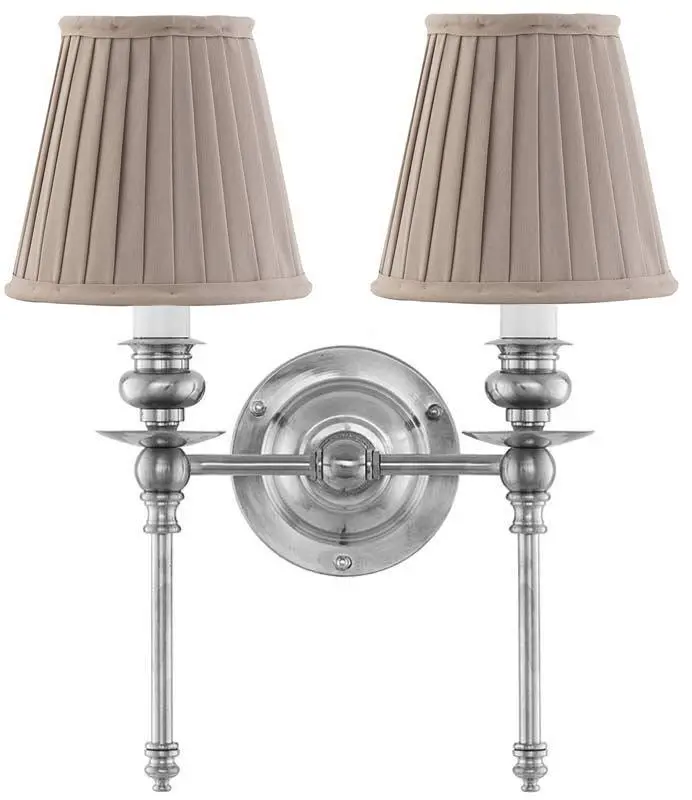 Wivallius Wall Lamp In Nickel With Beige Fabric Shade 1