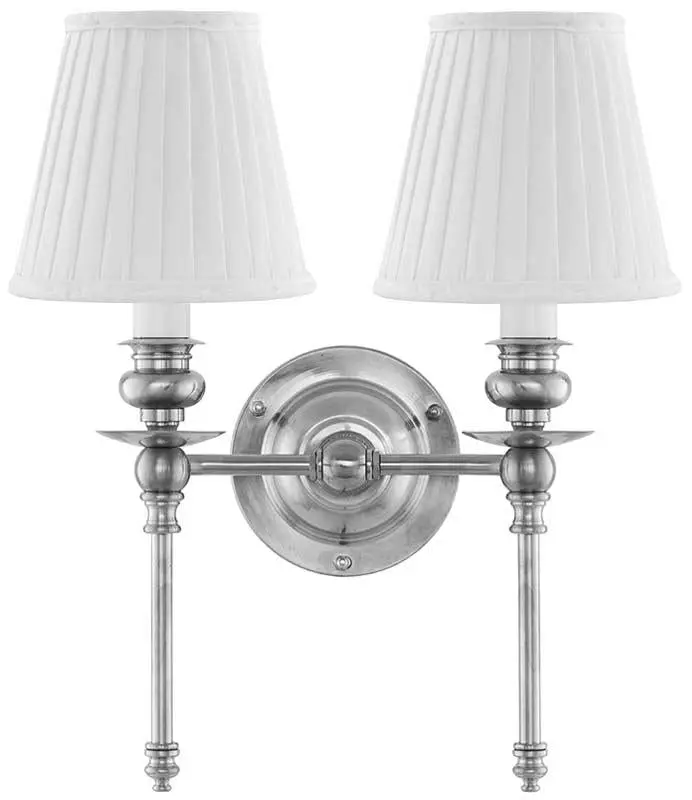 Wivallius Wall Lamp In Nickel With White Fabric Shade 1