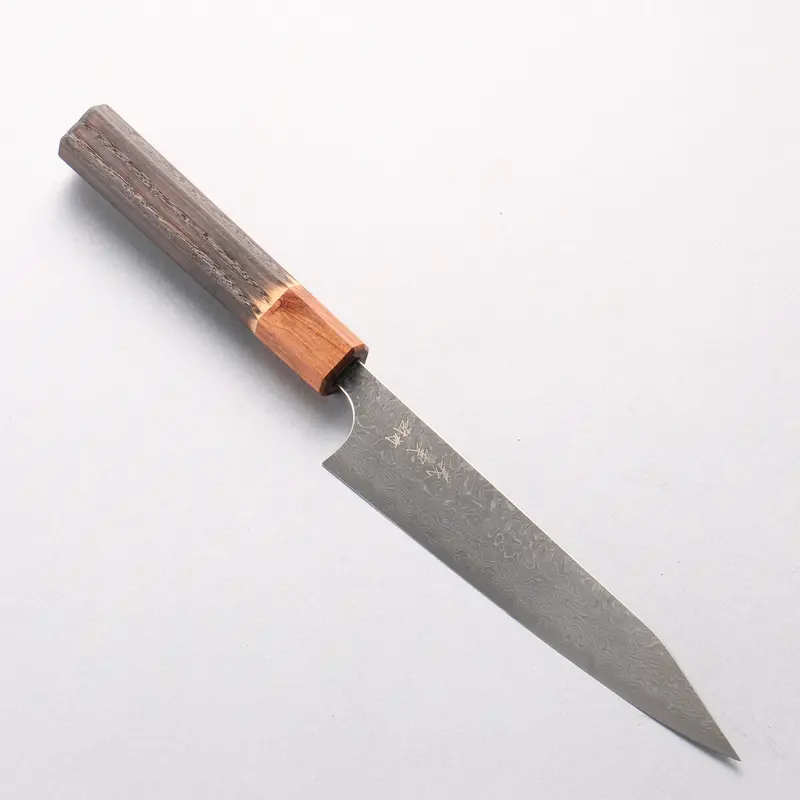 Yoshimi Kato 150Mm Vg10 Black Damascus Kiritsuke Petty Knife – Burnt Chestnut & Rosewood Handle 1