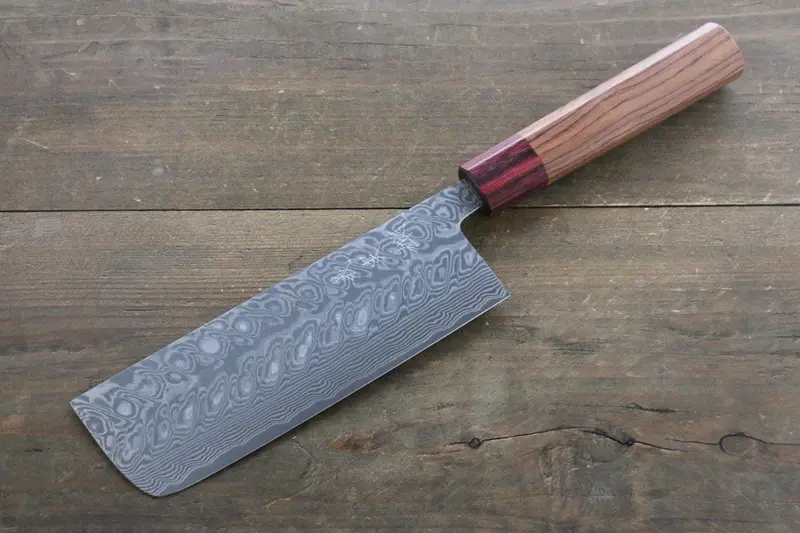 Yoshimi Kato 165Mm Sg2 Black Damascus Nakiri – Red Honduras Handle 1