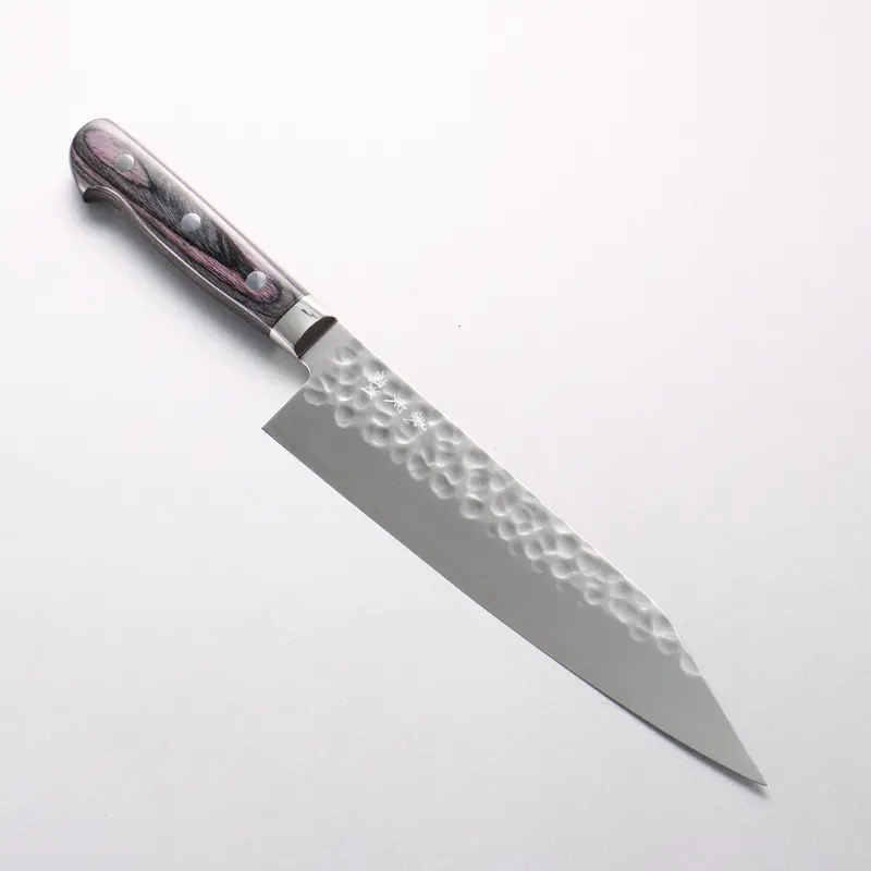 Yoshimi Kato 210Mm Sg2 Maru Hammered Migaki Kiritsuke Gyuto – Purple & Black Pakkawood Handle 1