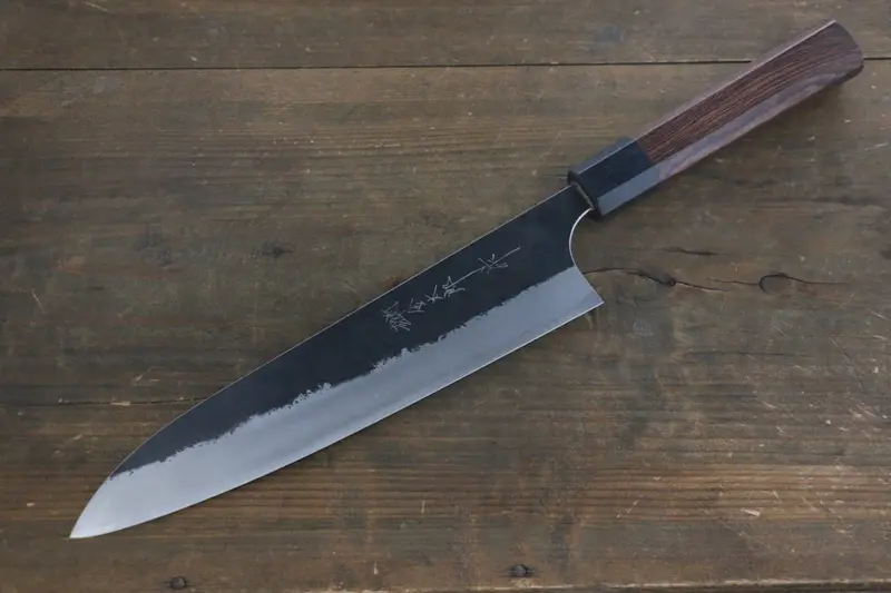 Yoshimi Kato Blue Super Clad Kurouchi Gyuto – 210Mm With Honduras Rosewood Handle 1