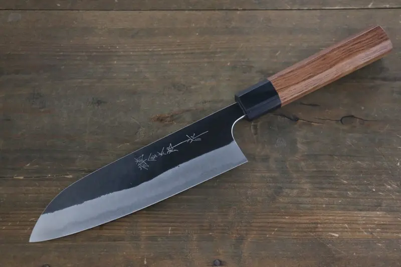 Yoshimi Kato Blue Super Clad Kurouchi Santoku Knife – 165Mm With Honduras Handle 1
