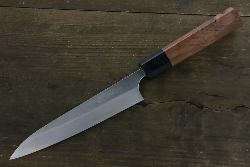 Yoshimi Kato Blue Super Clad Nashiji Petty Knife – 150Mm, Black Honduras Rosewood Handle 1