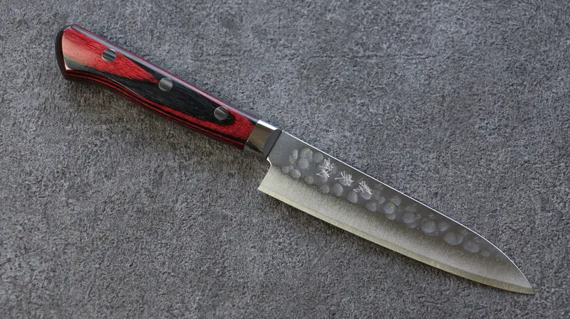 Yoshimi Kato Blue Super Migaki Petty Knife – 120Mm Pakka Wood Handle 1