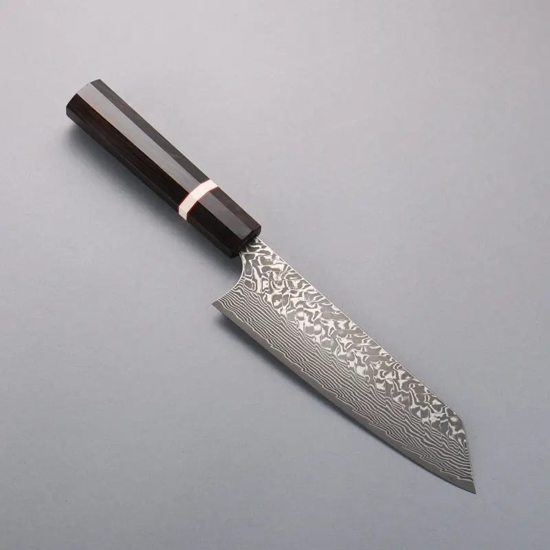 Yoshimi Kato Sg2 Black Damascus Bunka Knife – 170Mm Ebony Handle With White Ring 1