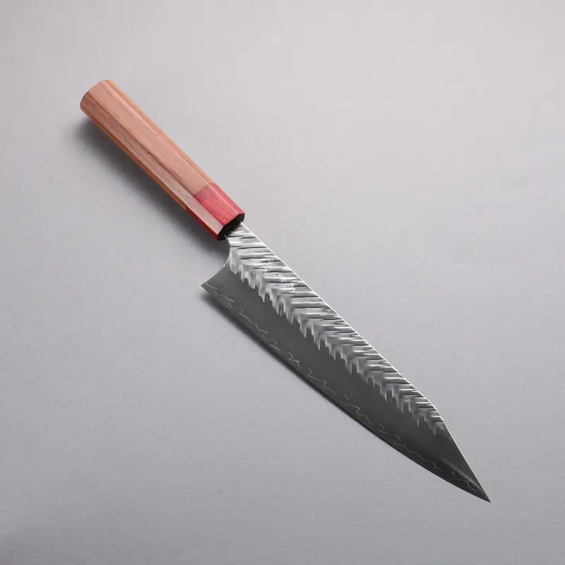 Yoshimi Kato Spg Strix Kiritsuke Gyuto – 210Mm V-Hammered Blade With Honduras Handle And Red Pakka Wood Ferrule 1
