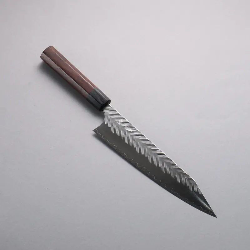 Yoshimi Kato Spg Strix Kiritsuke Gyuto – 210Mm V-Hammered Design With Rosewood Handle And Black Pakka Wood Ferrule 1