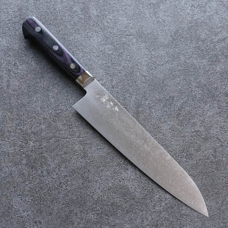 Yoshimi Kato Vg-10 Damascus Gyuto – 210Mm Purple Pakkawood Handle 1