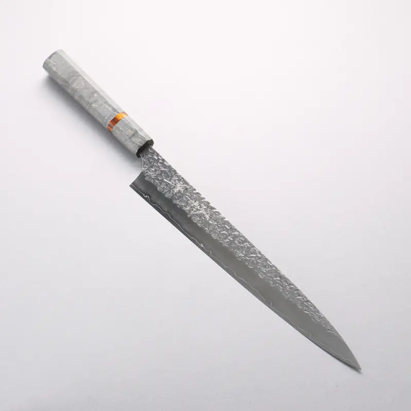 Yu Kurosaki 270Mm Sg2 Shizuku Hammered Sujihiki Knife – Stabilized Wood & Acrylic Ring Handle 1