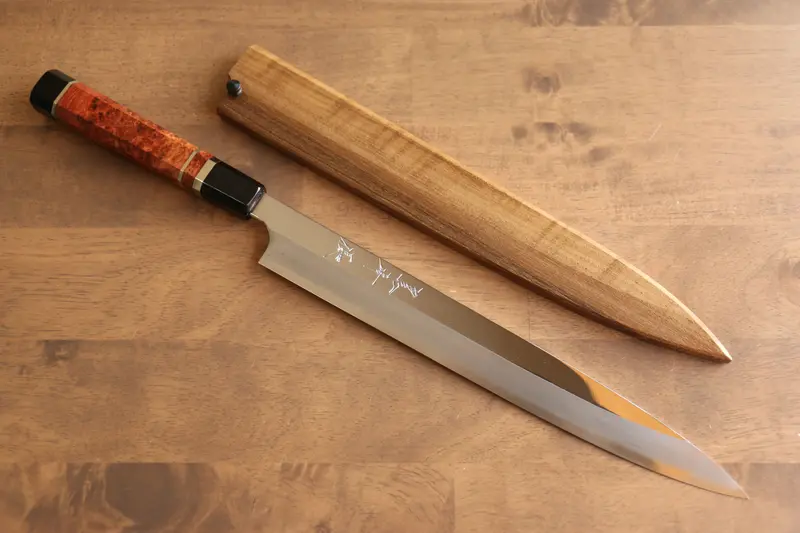 Yu Kurosaki Blue Steel #2 Yanagiba Sashimi Knife – 300Mm With Mirrored Finish And Chinese Quince Handle Featuring Double Water Buffalo Ring 1