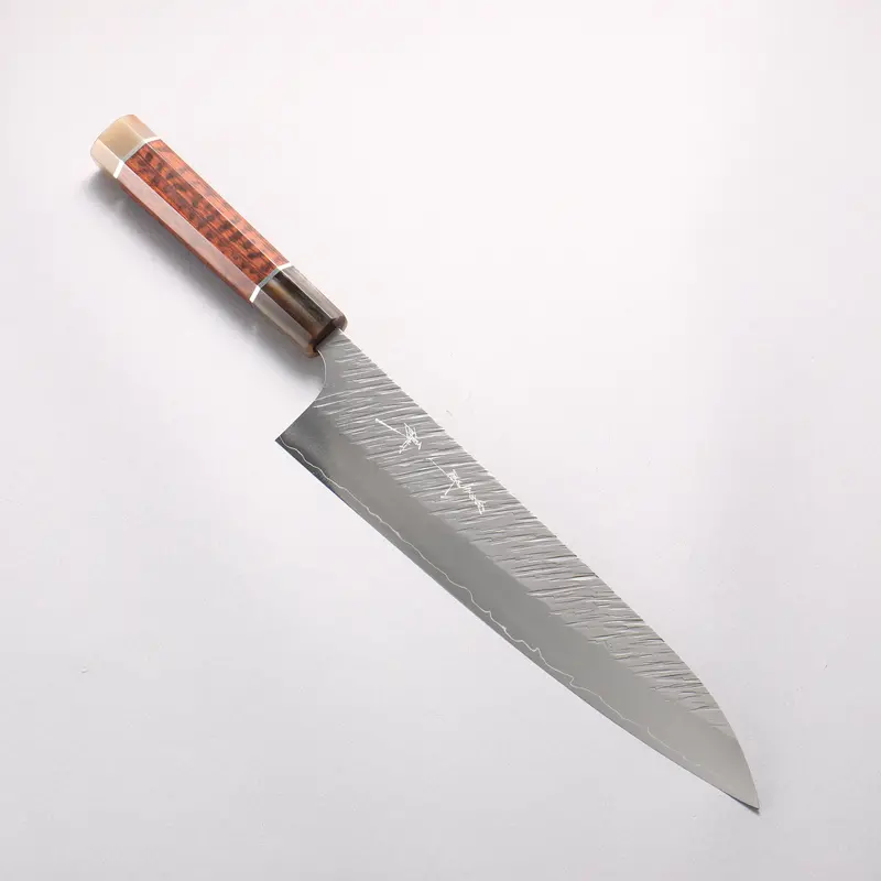 Yu Kurosaki Fujin Sg2 Hammered Gyuto – 240Mm Snakewood Handle With Marble Horn Accents 1