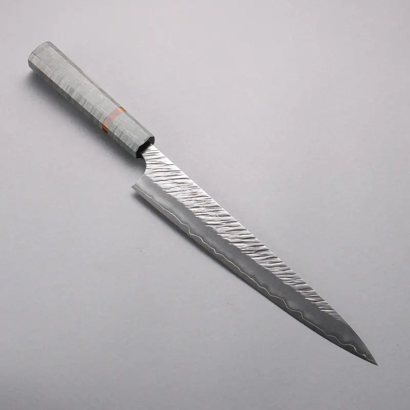 Yu Kurosaki Fujin Sg2 Sujihiki – 240Mm Hammered Blade, Stabilized Wood Handle With Acrylic Ring 1