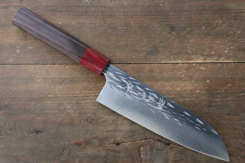 Yu Kurosaki Juhyo Sg2 Santoku – 165Mm Forged Hammered Blade With Shitan Handle & Red Pakka Wood Ferrule 1