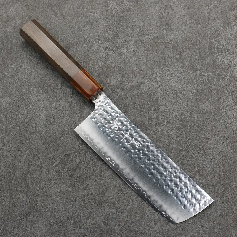 Yu Kurosaki Senko Ei Sg2 Hammered Nakiri – 165Mm Sandalwood Handle With Acrylic Ferrule 1